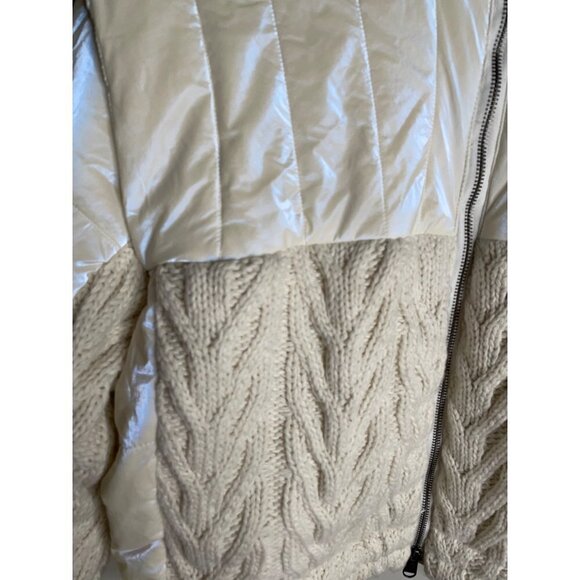 Free People Off White Cable Knit Puffer Jacket Zip up Size XL NWT $298 - Picture 5 of 7